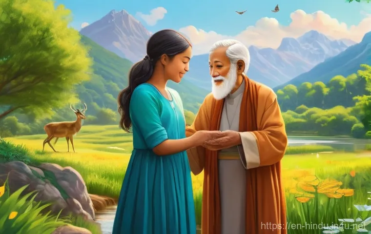 힌두교와 평화 운동 - **Ahimsa: The Embrace of Compassion**
    A serene, digitally painted illustration depicting a diver...