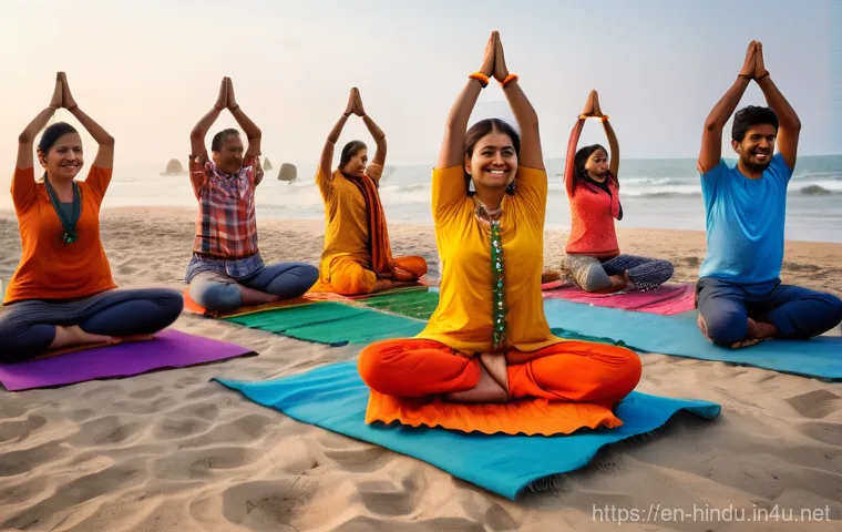 힌두교와 종교 개혁 - **Harmonious Discourse and Community Building:** A vibrant, indoor-outdoor setting where a group of ...