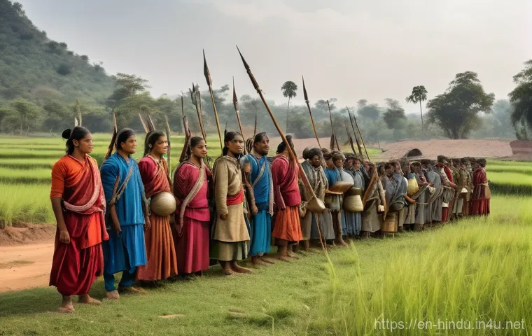 힌두교와 전쟁의 철학 - **Arjuna's Moral Quandary on the Kurukshetra Battlefield**
    "A visually striking, epic scene on t...