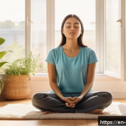 Home 31 힌두교 경전 바가바드 기타 - A serene indoor scene depicting a person practicing mindful breathing to find calm amid chaos: a you...