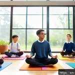 Home 23 힌두교와 학교 제도 - A diverse classroom scene showing students of various ethnicities engaged in a mindfulness session a...